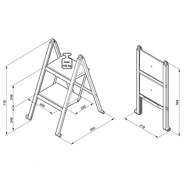 Aluminium Klapptritt Schwarz