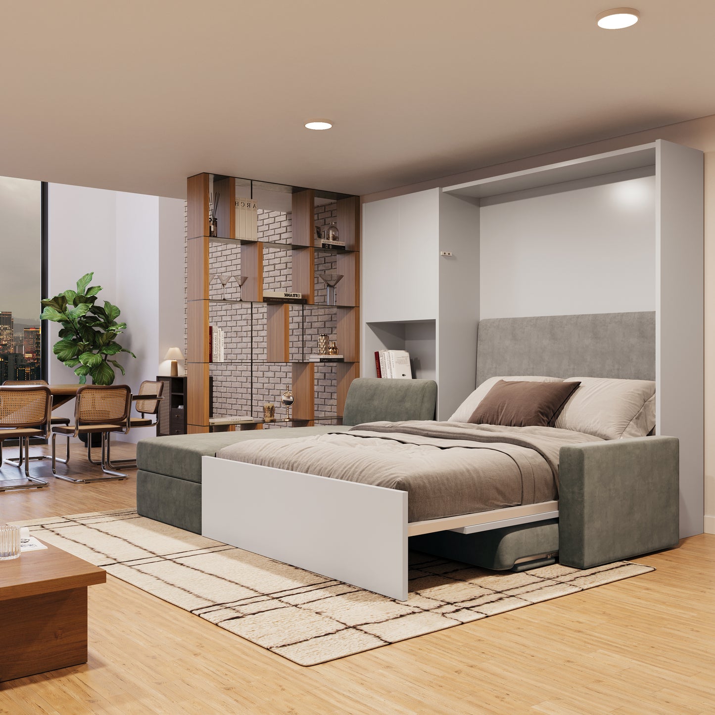 Klappbett/Schrankbett mit Sofa + Chaise Longue